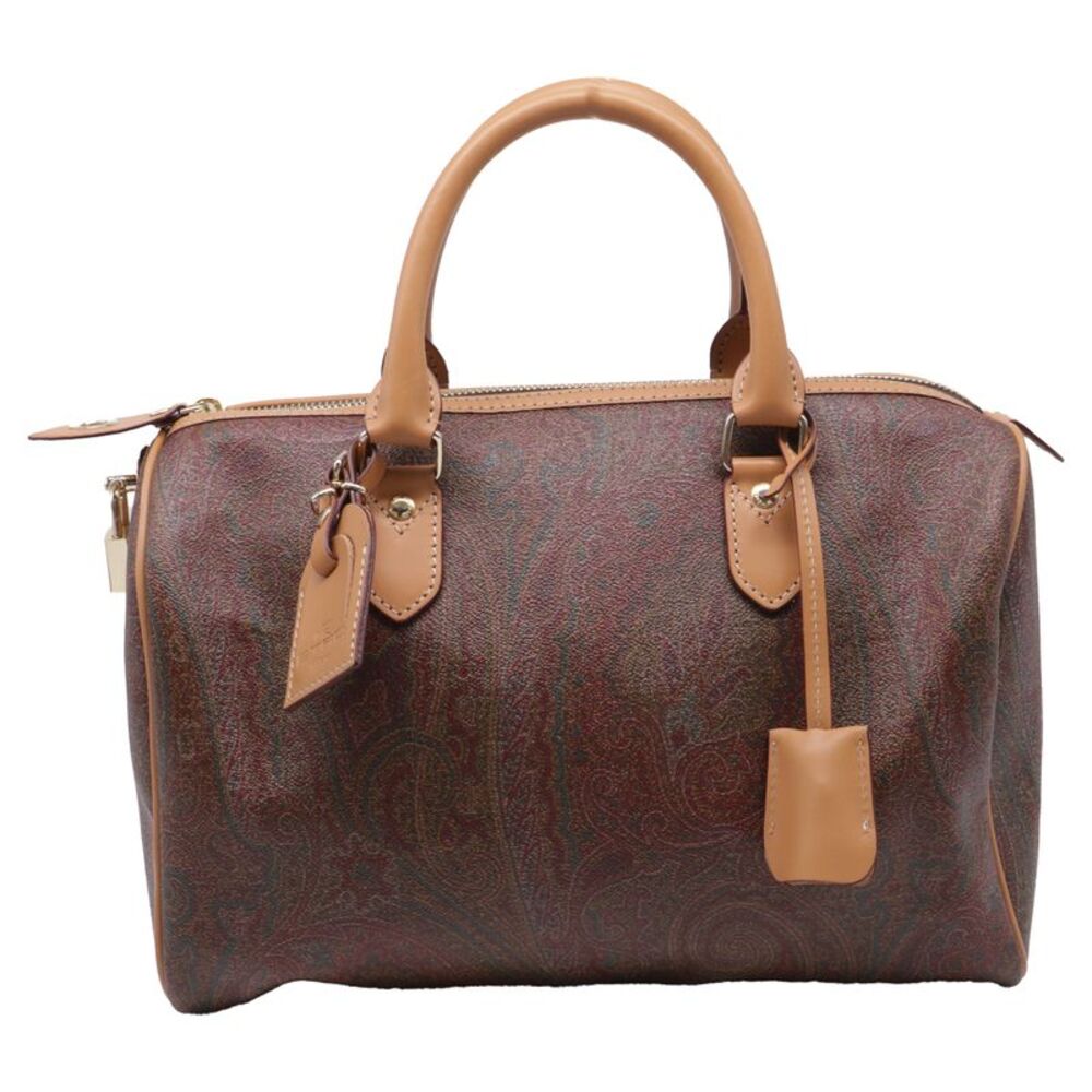Etro Paisley Printed Satchel in Brown Coated Canvas